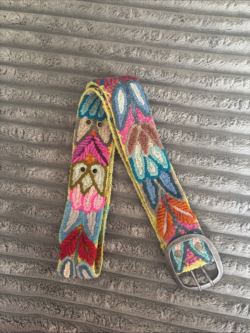 Jenny Krauss Colorful Embroidered Floral  Pattern Belt
